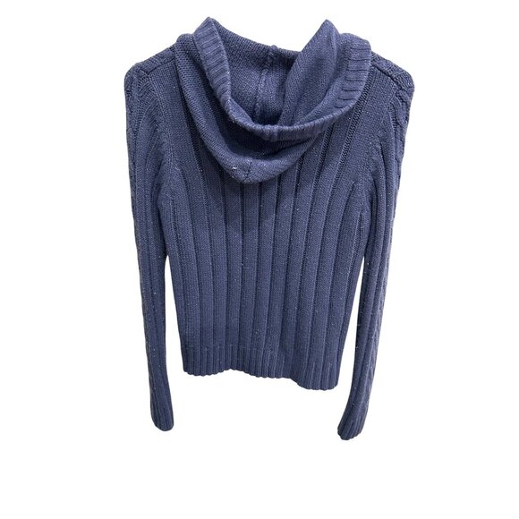 Faded Glory Blue Cable Knit Button Up Cardigan With Hood SZ XL - Picture 2 of 8